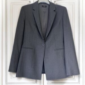 THEORY Power JKT Wool Blend Slim Single Breasted Blazer in Gray Size 8